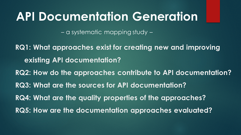 A Systematic Mapping Study on API Documentation Generation Approaches